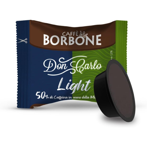 50 CAPSULE CAFFÈ BORBONE "DON CARLO" MISCELA LIGHT 50% BLU - 50% DEK COMP.CON LAVAZZA A MODO MIO