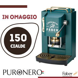 MACCHINA A CIALDE FABER PRO DELUXE GREEN BRITISH/ORO + 150 CIALDE CREMOSA PURONERO IN OMAGGIO